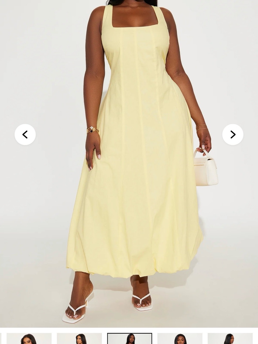Fashion Nova Pale Yellow Square Neck Maxi Dress